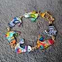 Urocza bransoletka boho z kolorowymi emaliowanymi ptaszkami - handmade
