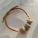 Bransoletka z ceramicznymi gwiazdkami beż, brąz