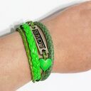 Bransoletki - Zielone Love - rzemienie, 2 sztuki