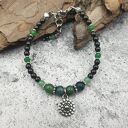 Bransoletka z agatem mszystym - chryzantema