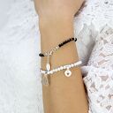 Zestaw bransoletek z kamieni onyks czarny i howlit z zawieszkami