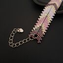Elegancka Fioletowo Srebrna Bransoletka "Violet Silver Chevron" z Koralików Miyuki Delica