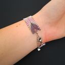 Elegancka Fioletowo Srebrna Bransoletka "Violet Silver Chevron" z Koralików Miyuki Delica