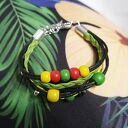 Bransoletka Rasta pleciona - handmade z rzemieni i koralików