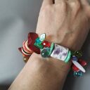 Bransoletka boho Frida - uniwersalna duża z pomponami i frędzlami