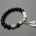 Troki /black and white/ vol. 4 - bransoletka handmade z onyksu i kwarcu lodowego