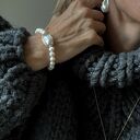 Różowo-złota bransoletka Sotho z naturalnymi perłami i barokową perłą