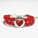 Bransoletka - Serce - rzemienie, pleciona