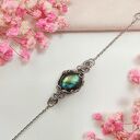 Bransoletka z labradorytem ze stali chirurgicznej - handmade wire wrapping