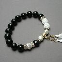 Troki /black and white/ vol. 4 - bransoletka handmade z onyksu i kwarcu lodowego
