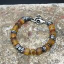 Ręcznie robiona bransoletka z bursztynami i srebrem 925 - Zofia Gladysz