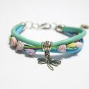 Bransoletka - Pastelowa ważka - rzemienie