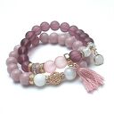 Antique pink BOHO - bransoletki jadeit i rodonit z cyrkoniami