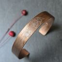 Miedziana bransoletka z krukiem - rustykalna biżuteria w stylu gothic, 1 cm