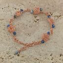 Bransoletka z miedzi Kwiaty z lapis lazuli - wire wrapping