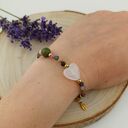 Bransoletka handmade z turmalinu, unakitu i kwarcu różowego