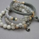 Grey and Olive vol. 6 - komplet bransoletek z jadeitu, labradorytu i Swarovski