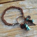 Bransoletka z kutej oksydowanej miedzi i turkusu - autorska biżuteria handmade