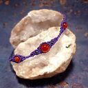 TRIO agat w makramie bransoletka fioletowa z kamieniami naturalnymi makrama