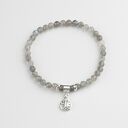 Elegancka bransoletka labradoryt i srebro z zawieszką