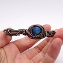 Bransoletka miedziana z niebieskim agatem