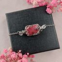 Bransoletka Rodonit regulowana stal chirurgiczna handmade wirewrapping