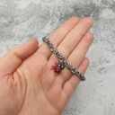 Bransoletka chainmaille z jadeitem bordo, agatem neonowym i hematytem