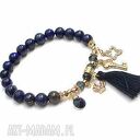 Lapis Gypsy - bransoletka z lapis lazuli, Swarovski i chwostem