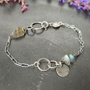 Labradoryt. Srebrna bransoletka