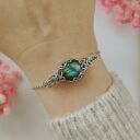 Bransoletka Labradoryt stal chirurgiczna handmade wirewrapping