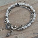 Kamień księżycowy z diamentem z Herkimer II - bransoletka srebro 925 handmade