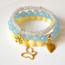 Bransoleta baby blue jade&heart