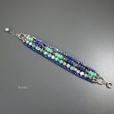Bogata bransoletka z chryzoprazem i lapis lazuli w srebrze 925