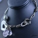 Bransoletka srebrna z różowym kwarcem - wire wrapping, 20 cm