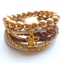 Bransoleta caramel&gold flower