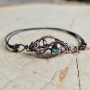 Boho love - bransoletka w stylu boho - miedź i tęczowe szkło
