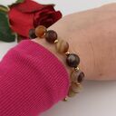 Złota bransoletka z kamieni naturalnych agat brązowy wyjątkowa dla kobiety