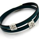 bransoletka skórzana magnetoos double quadro storm sea