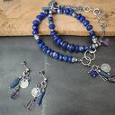 Bransoletka z lapis lazuli, ametystem i szkłem afgańskim