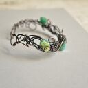 Bransoletka boho Elf ze szklanymi listkami - miedź wire wrapping