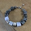 Chalcedon z larvikit - bransoletka surowa