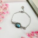 Bransoletka Labradoryt ze stali chirurgicznej - handmade wire wrapping