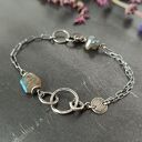 Labradoryt. Srebrna bransoletka