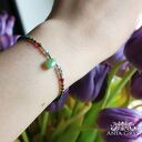 Marokański sen - bransoletka handmade z malachitu, labradorytu i jedwabnej nici