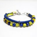 Bransoletka granatowa, żółta rzemienie - neonowa biżuteria handmade