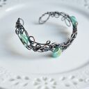 Bransoletka boho Elf ze szklanymi listkami - miedź wire wrapping