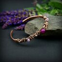 Miedziana bransoleta mankietowa z agatami