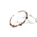 Miedziana bransoleta mankietowa z szafirami - cuff wire wrapping dla niej