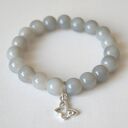 Bransoleta light grey stones&butterfly