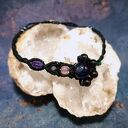 KRÓLICZA ŁAPKA pleciony amulet na szczęście Agat Ametyst Szmaragd
